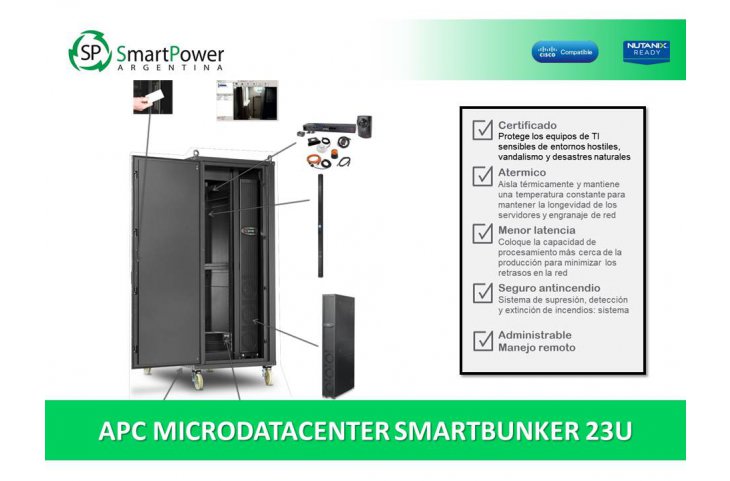 APC SmartBunker  FX de 23 U con UPS de 3 KVA y enfriamiento por aire